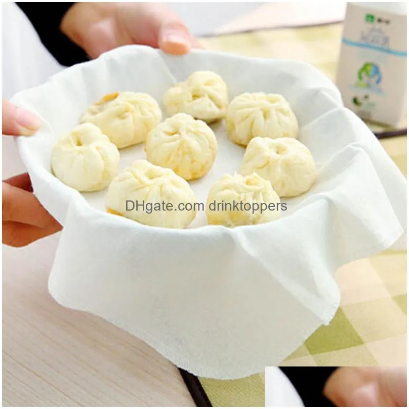 reusable non-stick steamers pad square white cotton cloth steamer dim sum mat restaurant kitchen baking pastry tools accessories