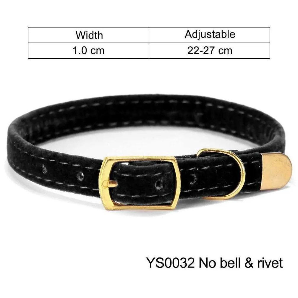 New Solid Cat Collar With Bell Safety Cat Collars Kitten Adjustable Puppy Dog Collar For Small Dogs Cats Pet Collars Supplies YS0031