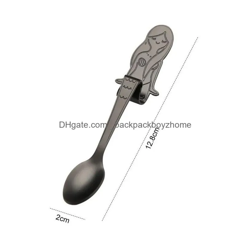 304 stainless steel mermaid coffee spoons scoop hanging coffee spoon teaspoon sugar moka ice cream tea spoon tools