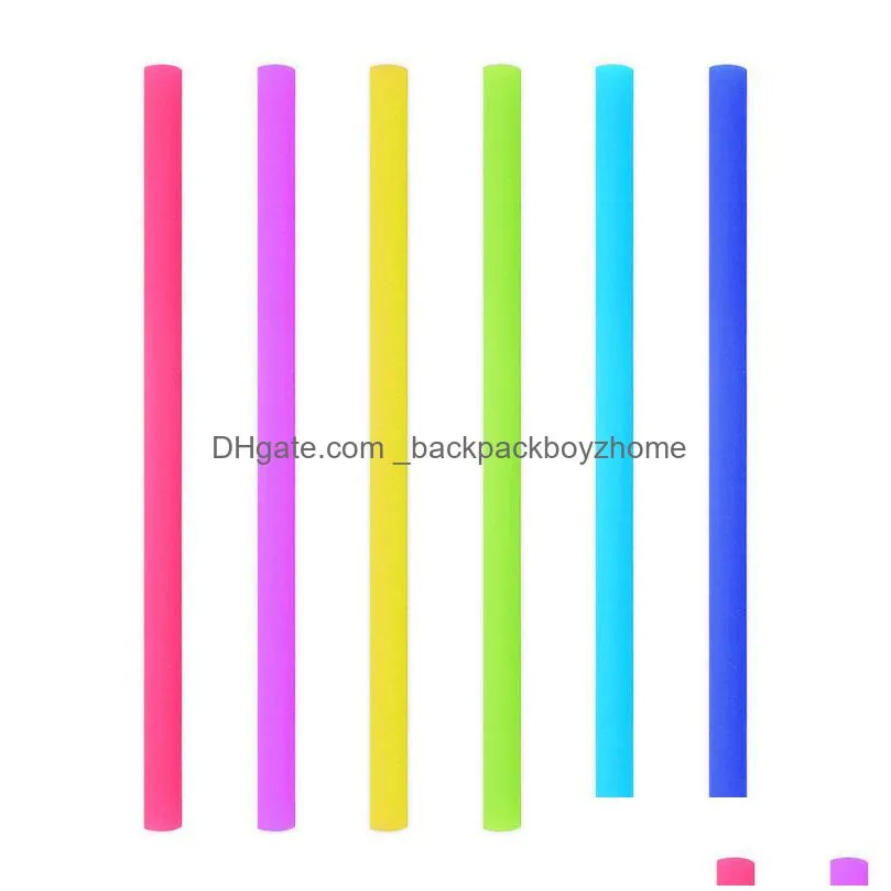 25cm colorful silicone straw straight and bent drinking straw eco-friendly reusable straws cleaning brush for home party bar drinking