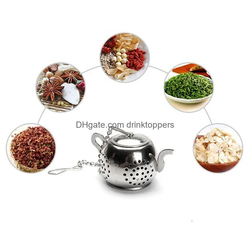 gold 304 stainless steel tea infuser teapot tray spice tea strainer herbal filter teaware accessories kitchen tools tea infuser