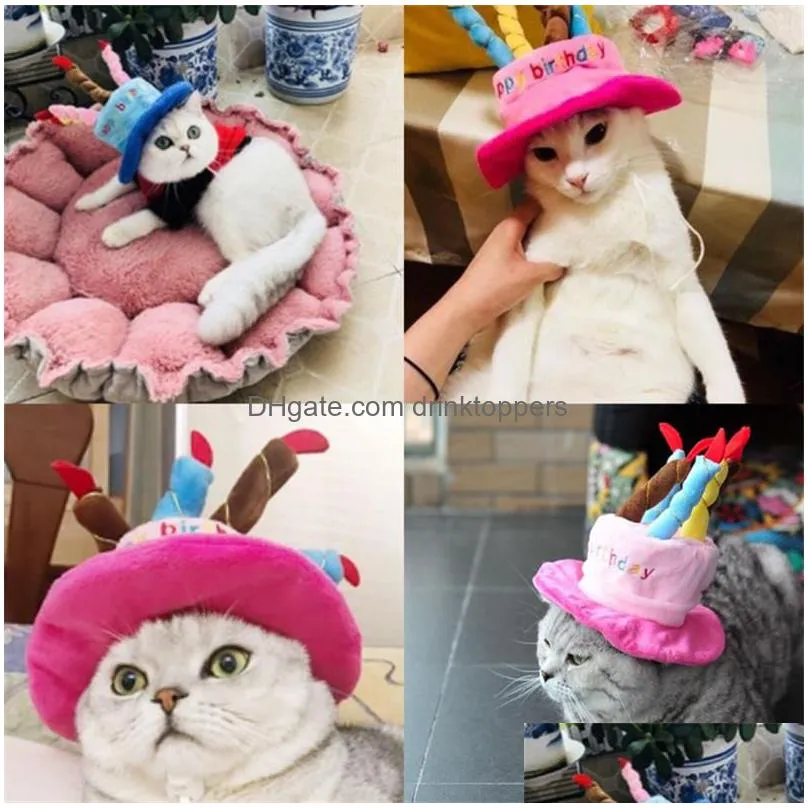 dog hat pet dog cat hat with birthday cake cap candle gift design birthday party costume headdress baby accessories goods