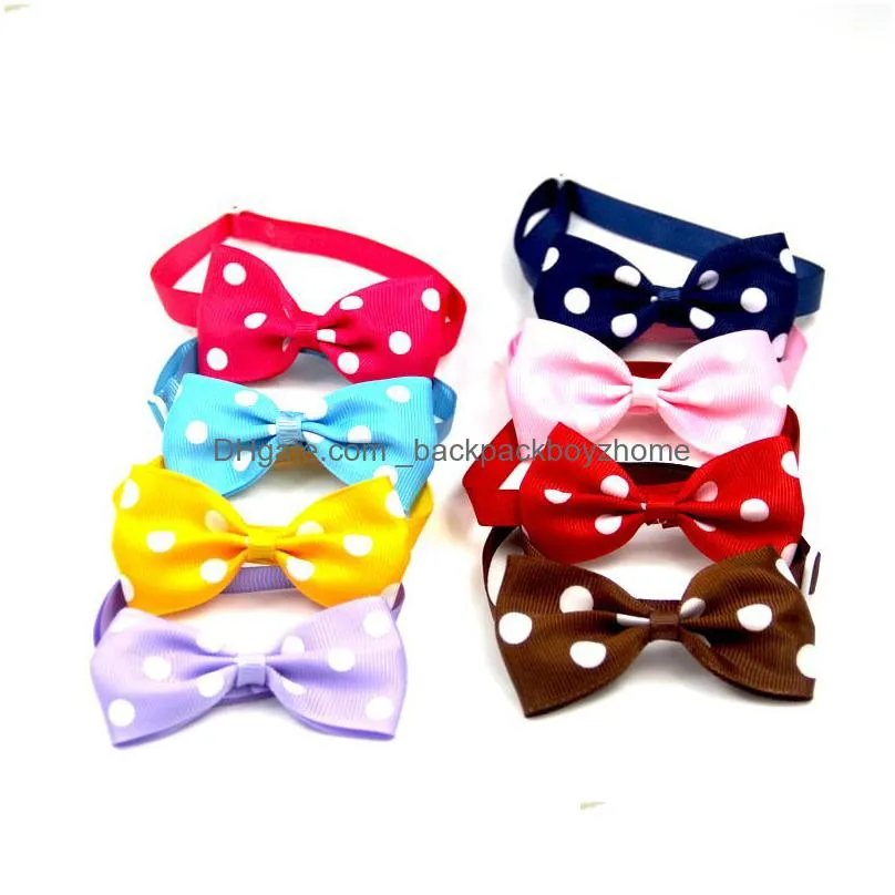 adjustable handmade dots pattern ribbon dog bow ties cute puppy small dog cat tie for collar pet grooming accessories