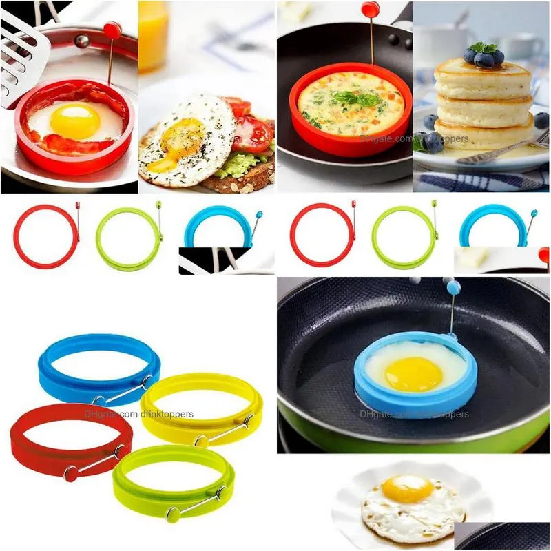 silicone round fried egg pancake ring omelette egg mould for cooking breakfast oven kitchen mold nonstick kitchen accessories