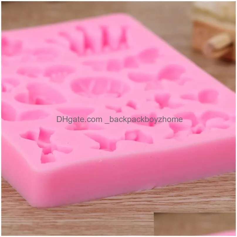 pink chocolate mold food grade silicone crown bow shape baking accessories non-toxic cake decorating tools handmade soap mold