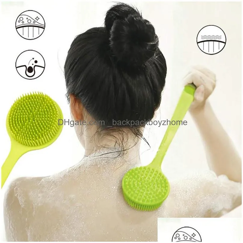 long handle back brush soft silicone scrubber bath shower body brushes spa massage brush healthy skin care bathroom accessories