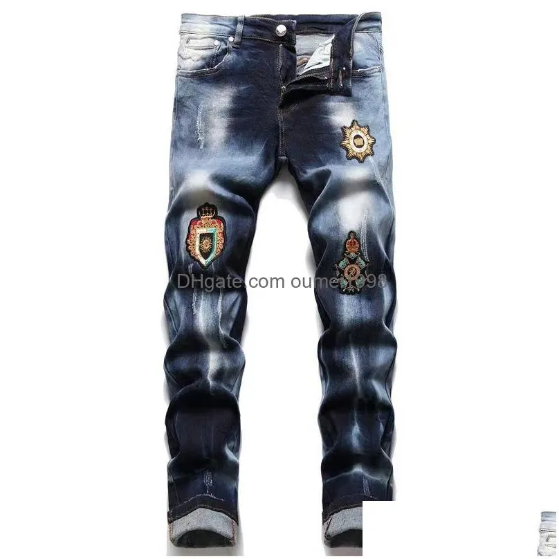 23 mens jeans designer jeans am jeans fashionable and luxurious letter print street travel vacation torn jeans