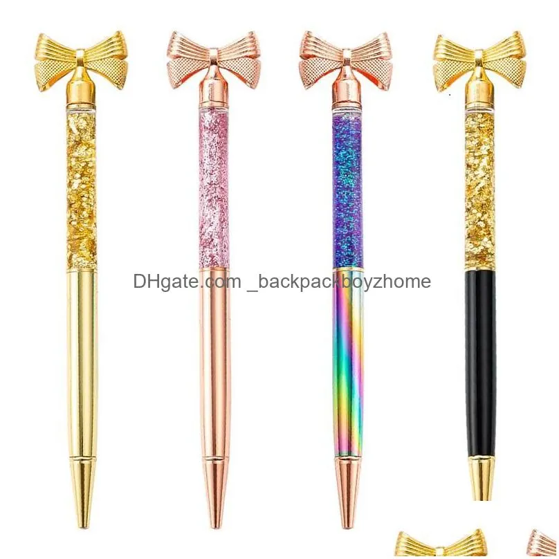 wholesale new fashion gold powder bow metal ballpoint pen stationery novelty pens for writing butterfly pen advertising pen office