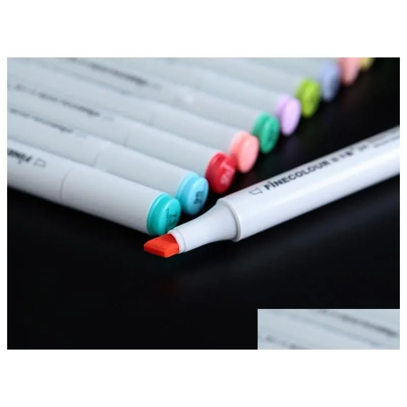 wholesale the second generation finecolour marker pens finecolour pen sketch hand-painted art painting pens 160colors for chose with gift bag pen