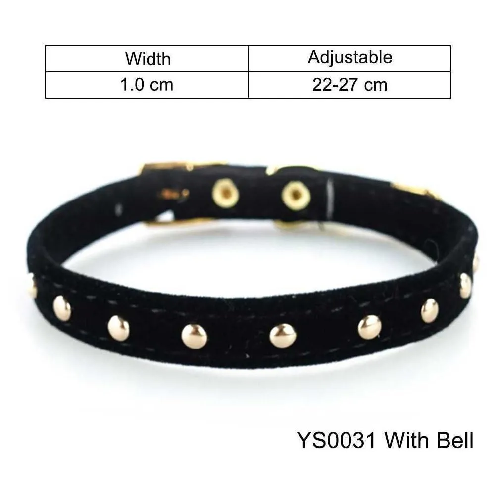 New Solid Cat Collar With Bell Safety Cat Collars Kitten Adjustable Puppy Dog Collar For Small Dogs Cats Pet Collars Supplies YS0031