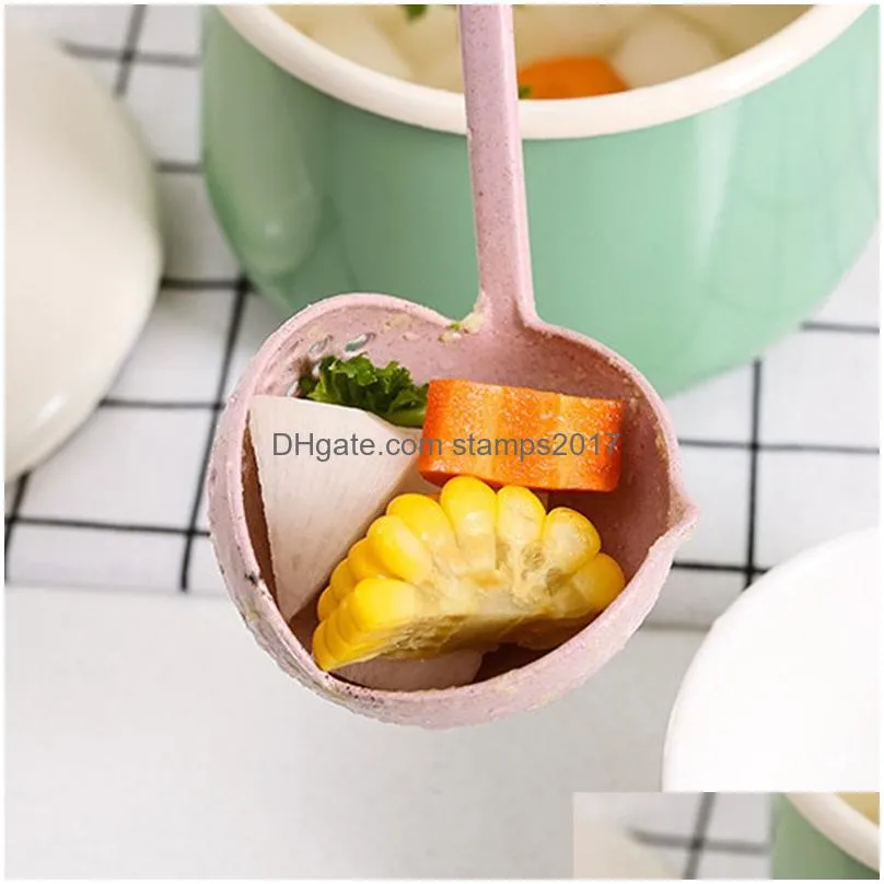 2 in 1 pot dinnerware porridge soup spoon with filter skimmer kitchen utensil long handle colander 4 colors