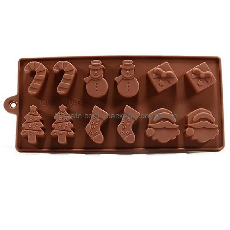 christmas silicone chocolate moulds 12 cavity cake cookie candy baking mould for diy xmas party bakeware santa ice tray mold