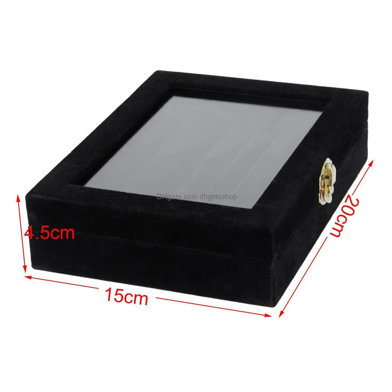 velvet glass ring earring jewelry display organizer box tray holder storage case mx200810
