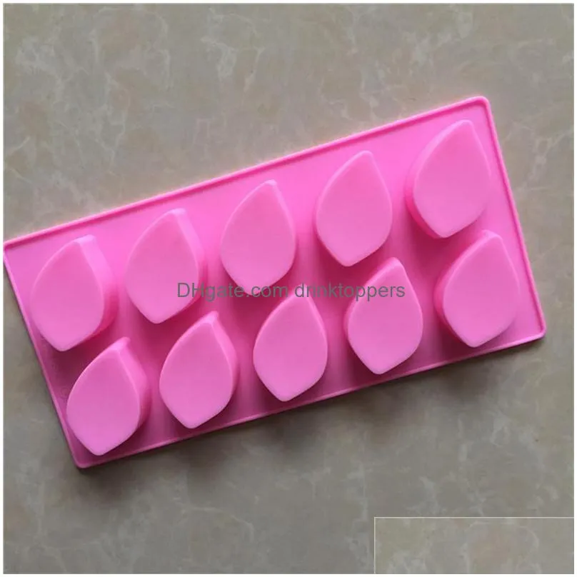 silicone chocolate mold baking tool 10 holes tray leaf shape cake soap candy jelly  mould pastry decorating tools