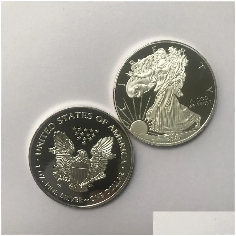 10 pcs non magnetic statue 1oz silver plated 40 mm commemorative american decoration non currency collectible coin