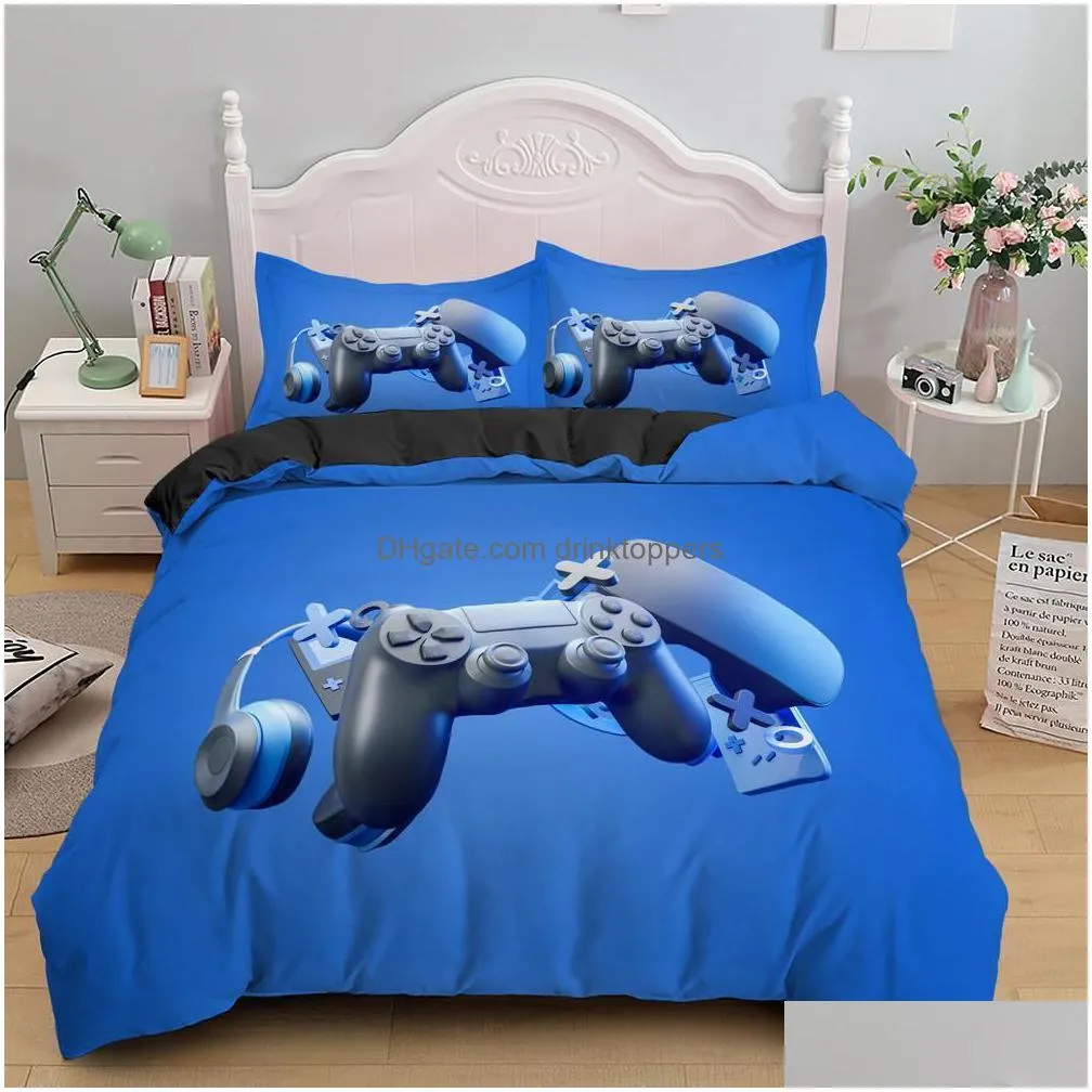 games comforter cover gamepad bedding set for boys kids video modern gamer console quilt 2 or 3 pcs 201127