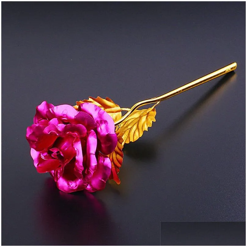 fashion 24k gold foil plated rose creative gifts lasts forever rose for lovers wedding christmas valentines day present home decoration