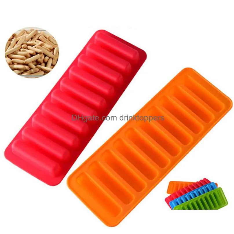 10 cavity strips rectangular diy chocolate silicone mold ice cube tray cake tools fondant soap moulds