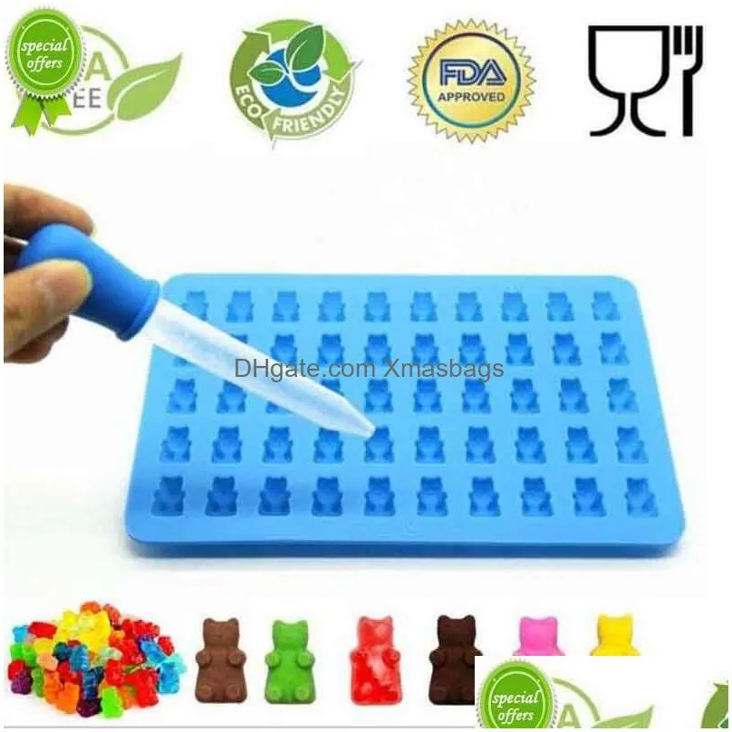  silicone forms silicone mold gummy bear shape bear mould jelly bear cake candy trays with dropper rubber chocolate maker