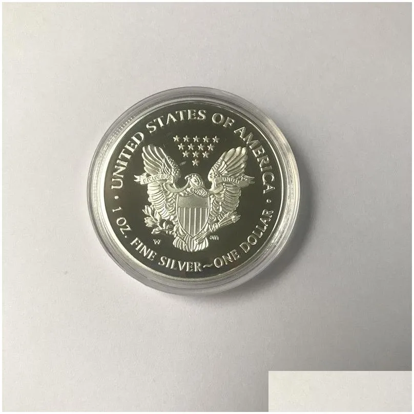 10 pcs non magnetic statue 1oz silver plated 40 mm commemorative american decoration non currency collectible coin