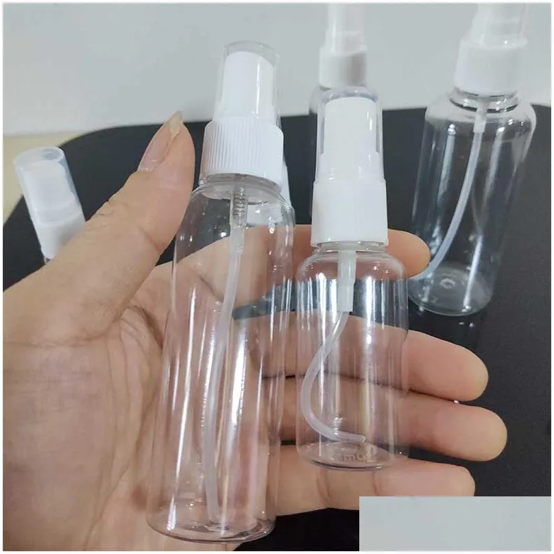 wholesale 10ml 20ml 30ml 50ml 60ml 100ml Packing Bottles Empty PET Clear Plastic Fine Mist Spray Bottle for Cleaning Travel Essential Oils