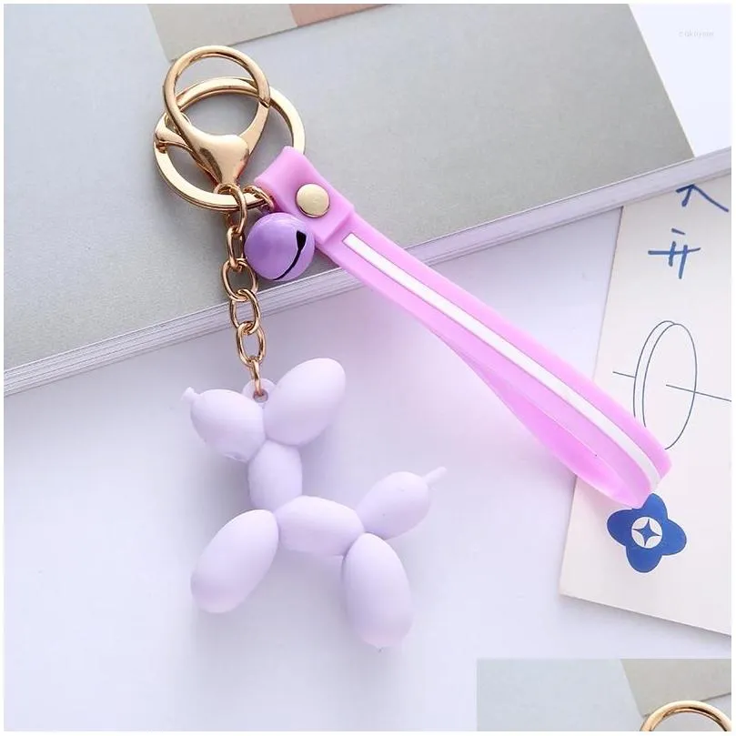 keychains creative korean cute balloon puppy keychain for women sweet colorful fashion bag car key jewelry pendant gift wholesale