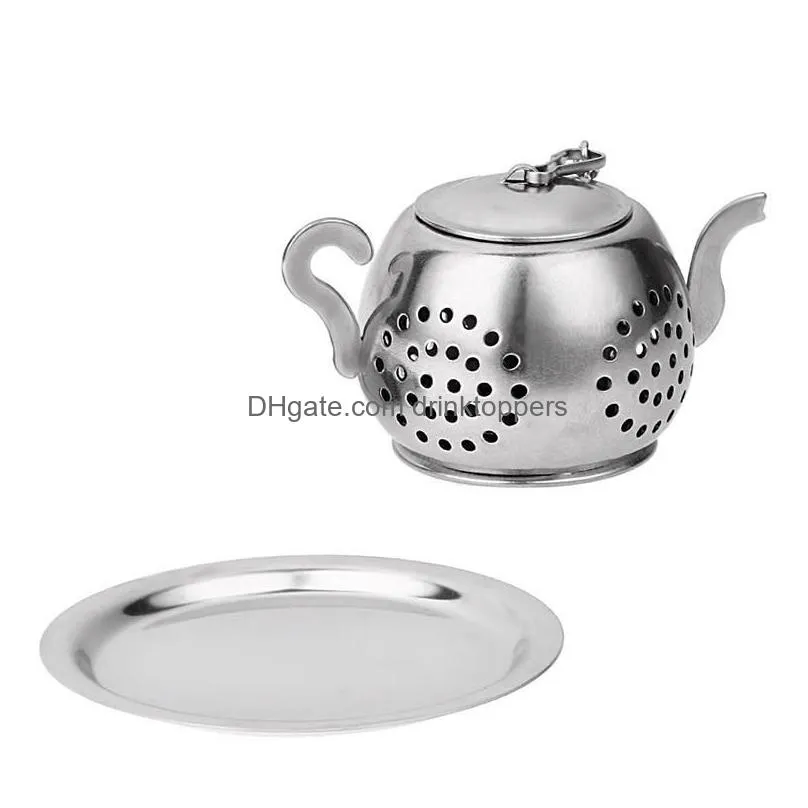 gold 304 stainless steel tea infuser teapot tray spice tea strainer herbal filter teaware accessories kitchen tools tea infuser