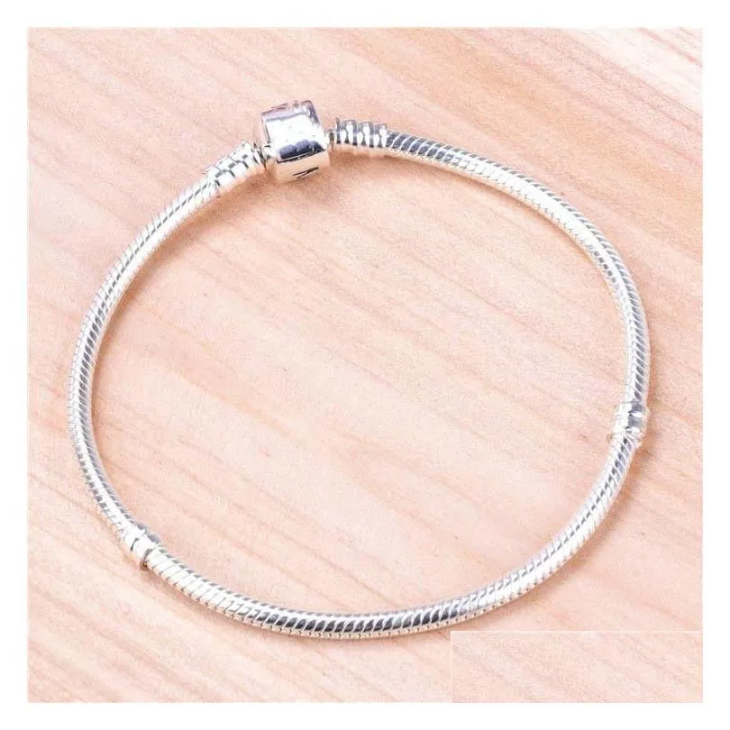 Wholesale 925 Sterling Silver Bracelets 3mm Snake Chain Fit Charm Bead Bangle Bracelet DIY Jewelry Gift For Men Women