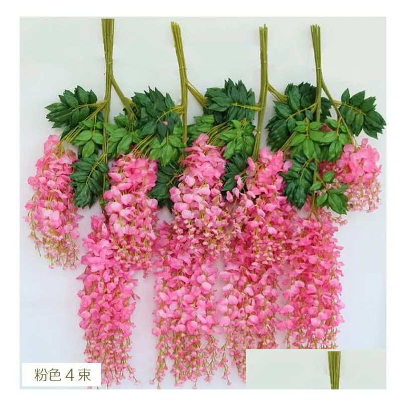 Artificial ivy flowers Silk Flower Wisteria Vine flower Rattan for Wedding Centerpieces Decorations Bouquet Garland Home Ornament IF01