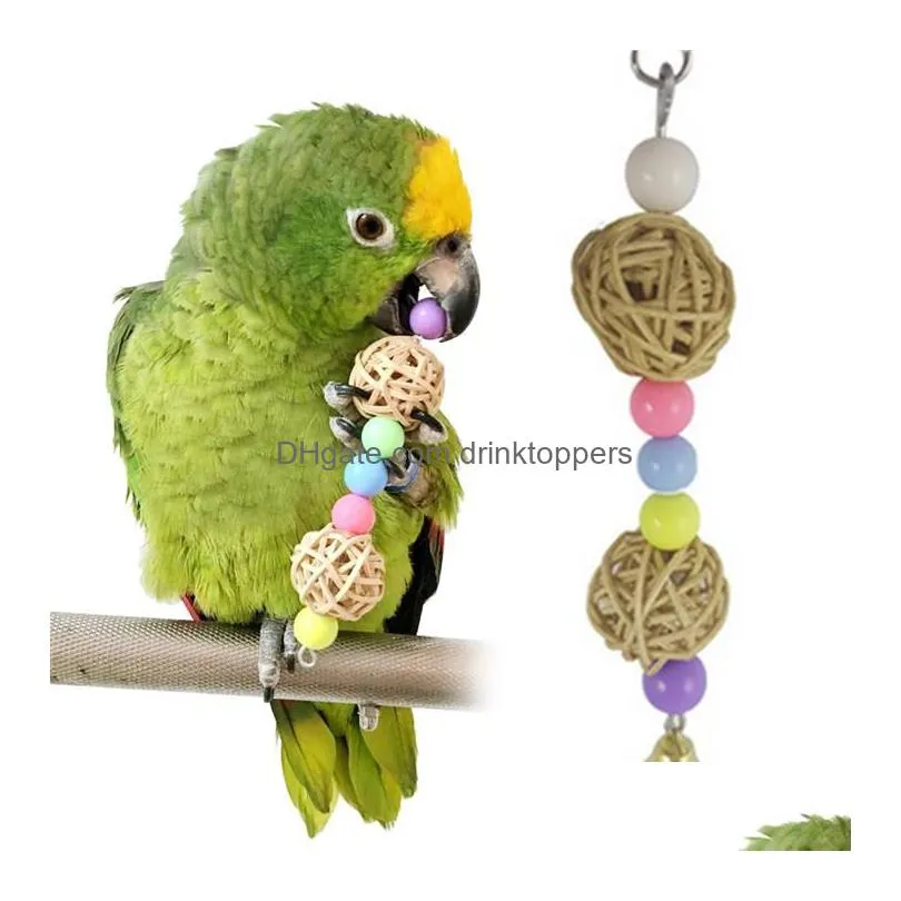 parrot pet bird chew cage hanging toy rope cave ladder chew toy colors high quality rat mouse beaded twisted toy