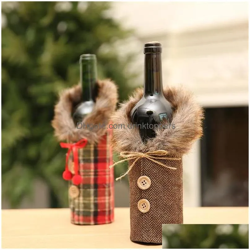  year christmas wine bottle dust cover santa claus gift bags xmas noel christmas decorations for home dinner table decor