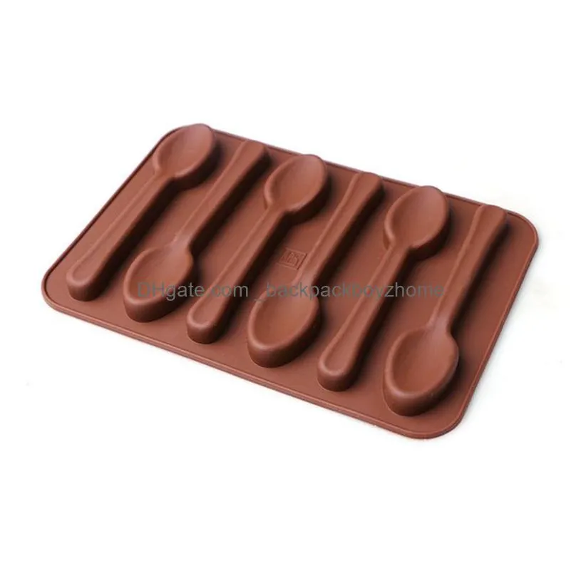 bakeware silicone 6 holes spoon shape chocolate mold cake decorating tools kitchen pastry baking soap stencils silicone form