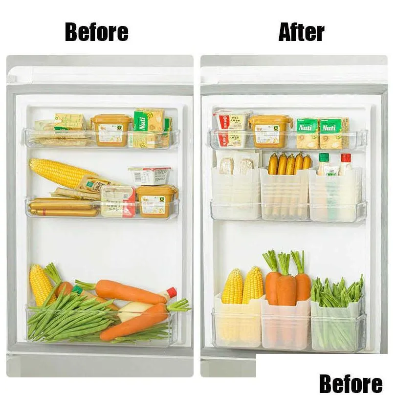 New Refrigerator Organizer Storage Box Fridge Plastic Storage Container Shelf Rack Fruit Eggs Food Holder Box Kitchen Accessories