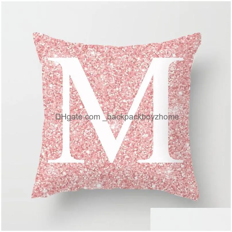 family pillow case 26 letters single side printing pink cushion cover home sofa car decoration bedding supplies