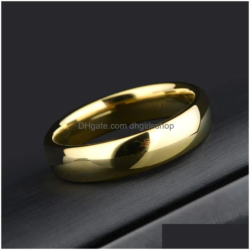 wedding rings classic 1pcs gold color alliance couples tungsten wedding band engagement rings for men women 3.55mm width comfort fit 412