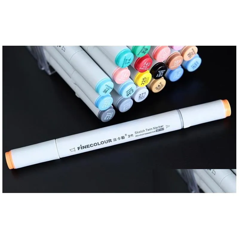 wholesale the second generation finecolour marker pens finecolour pen sketch hand-painted art painting pens 160colors for chose with gift bag pen