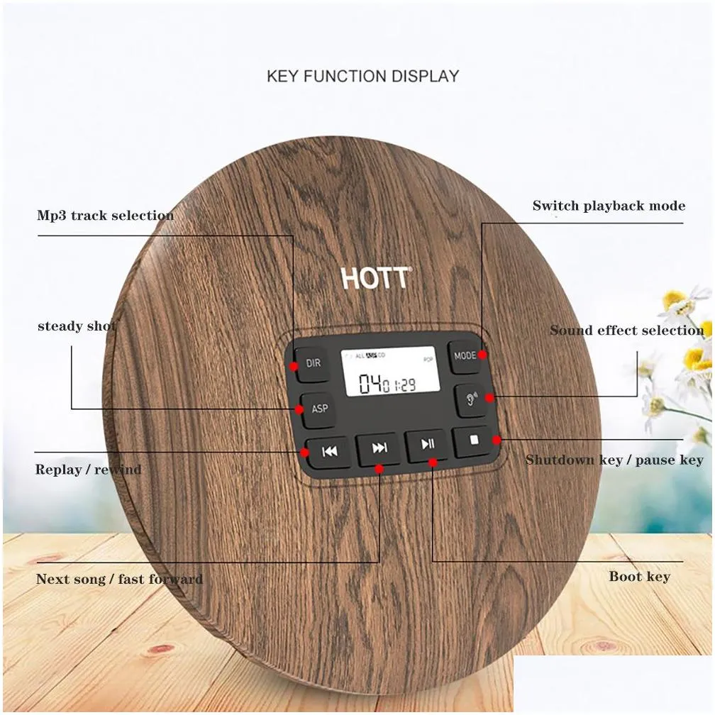 t cd611 portable cd player lcd display antiskip shockproof car stereo aux mp3 player replacement for earphone7753947