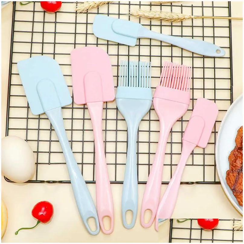 New 3Pcs/Set Kitchen Utensils Cooking Supplies Multi Purpose Cake Spatula Silicone Oil Brush Baking DIY Tools