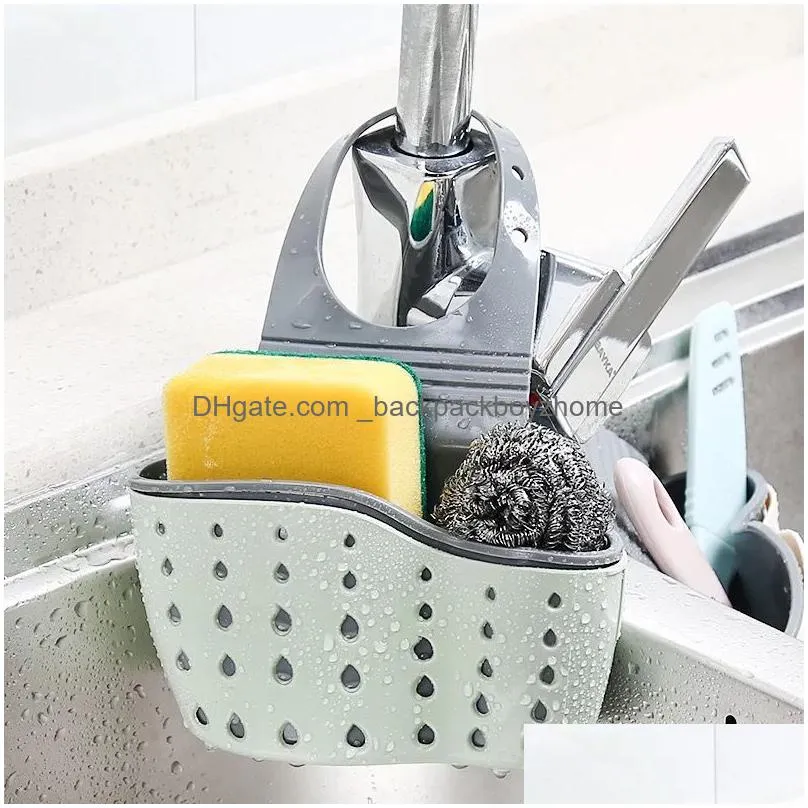 kitchen hanging sink drain basket soap sponge cleaning brush toothbrush holder bag kitchen bathroom storage organizer container