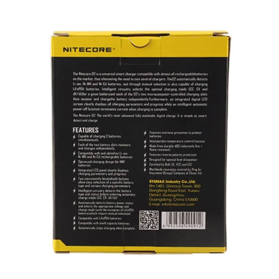 nitecore d2 lcd digicharger universal intelligent  retail package with cable for liion nimh battery a267195775