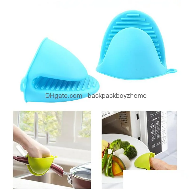 microwave oven anti-hot silicone heat resistant gloves take heat clamp bowl clips thicken oven mitts kitchen baking tools