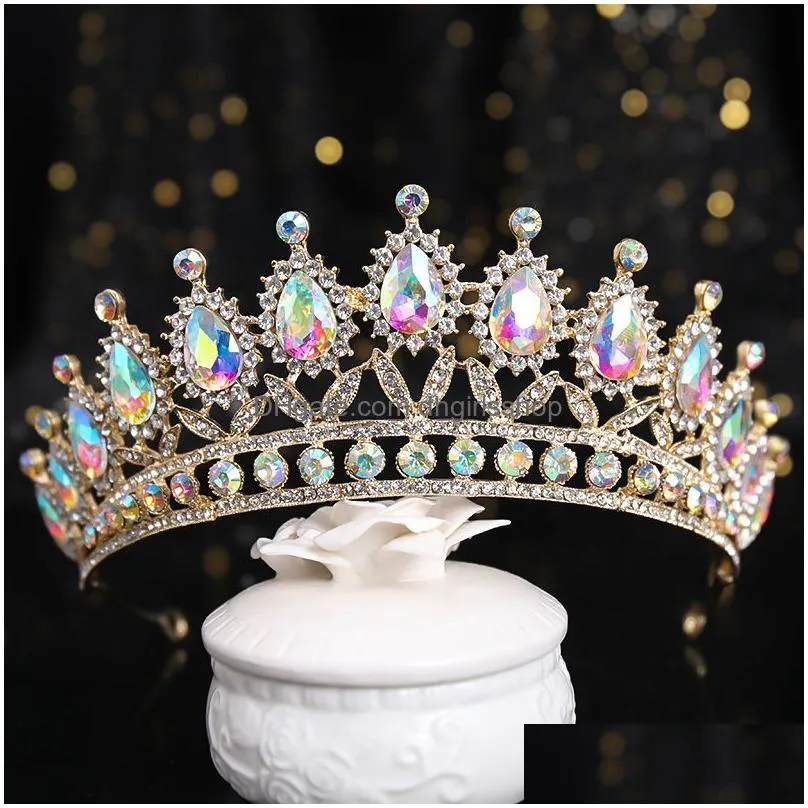 wedding hair jewelry luxury blue crystal crown bride tiaras and s queen diadem pageant bridal accessories 230202