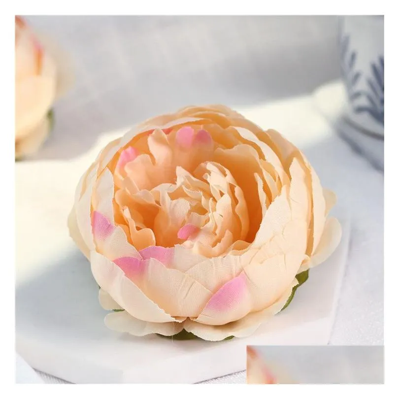 20pcs 10cm Artificial Flowers For Wedding Decorations Silk Peony Flower Heads Party Decoration Flower Wall Wedding Backdrop White