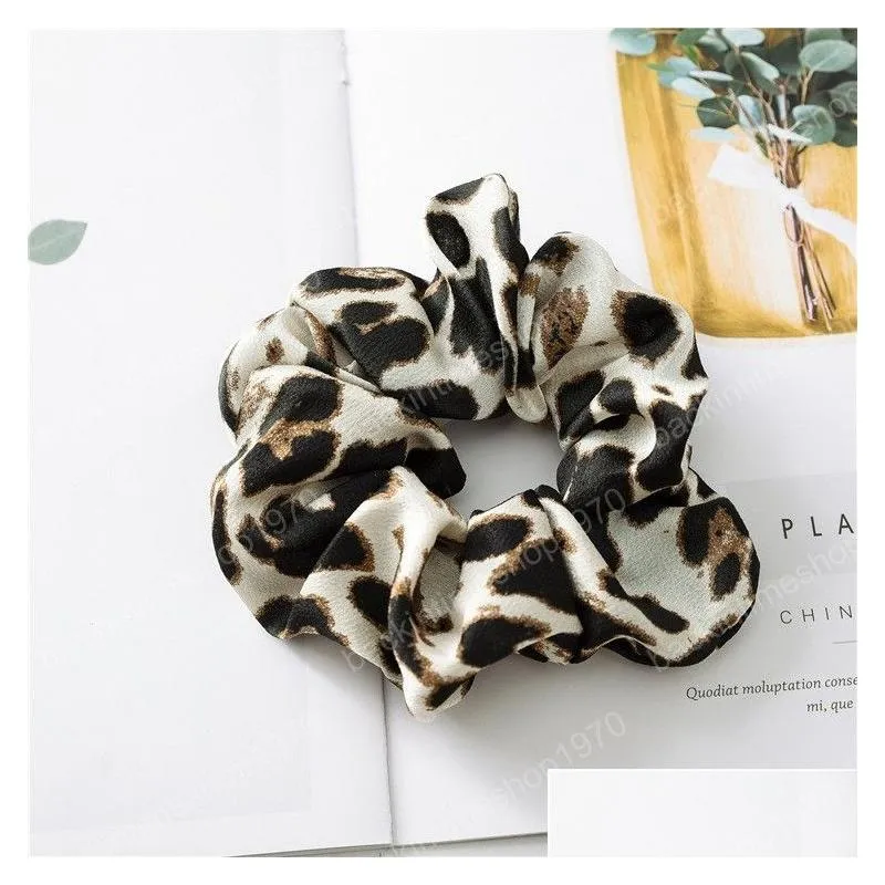 2019 9 colors women girls leopard color cloth elastic ring hair ties accessories lady ponytail holder hairbands scrunchies hair band