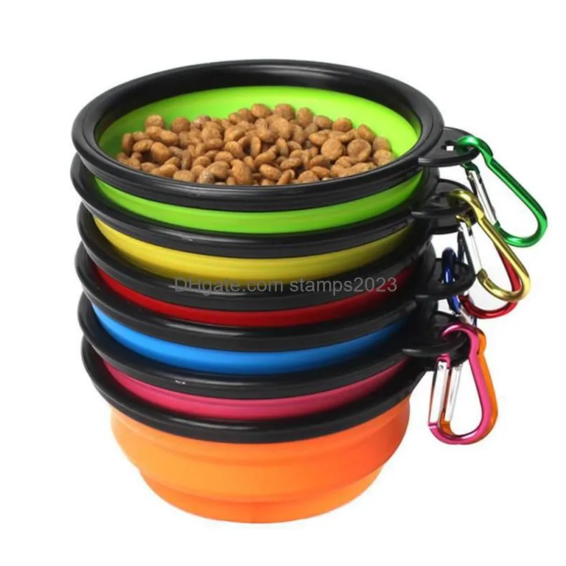 wholesale pet portable travel collapsible dog cat feeding bowl 350ml water dish silicone foldable feeder free shipping