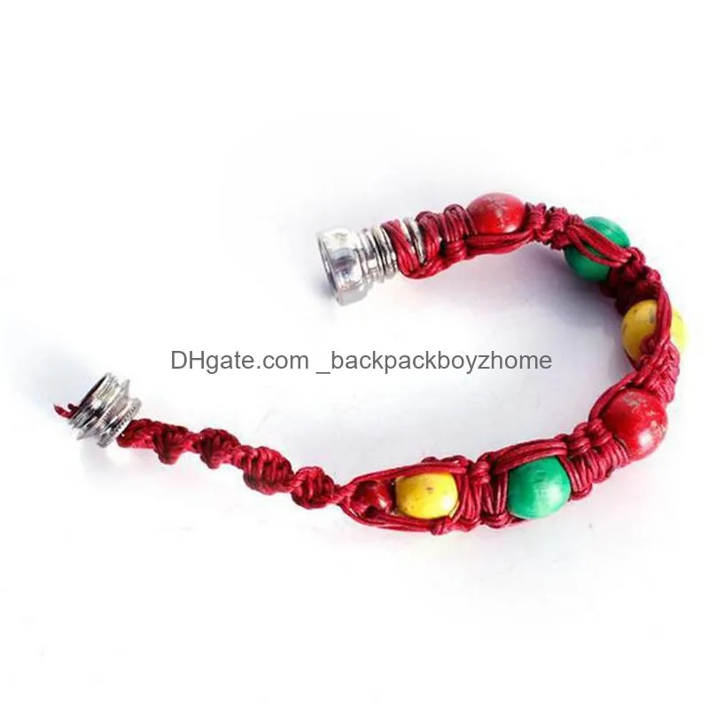 creative beaded bracelet pipe portable hidden filter handmade knot rope metal cigarette holder household smoking accessories 28cm