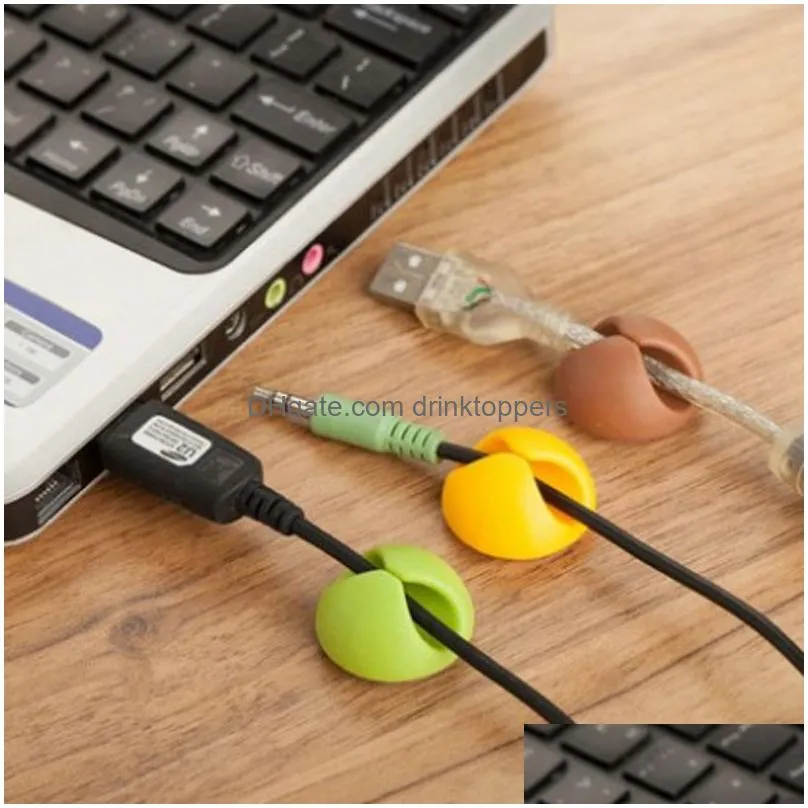 wholesale silicone plastic cable multicolor wire organizer clip tidy usb  cord holder for desktop cable fixed clip