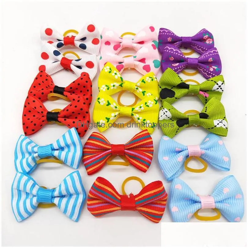 christmas pet dog bowknot head flower bow leather band jewelry wholesale dog accessories pet grooming accessories