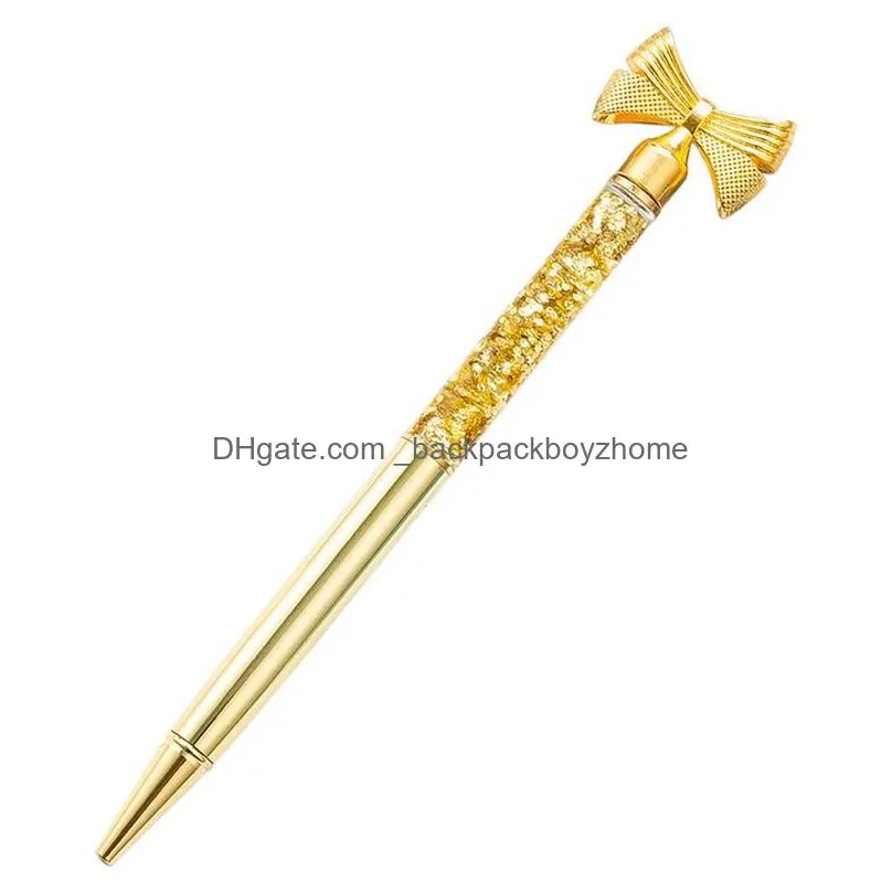 wholesale new fashion gold powder bow metal ballpoint pen stationery novelty pens for writing butterfly pen advertising pen office