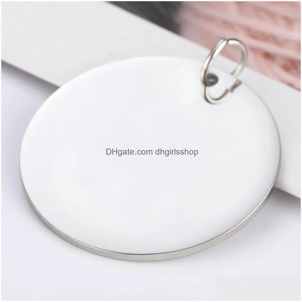 charms mylongingcharm 50pcs mirror polished blank round tag in different sizes stainless steel bracelet keychain 230131